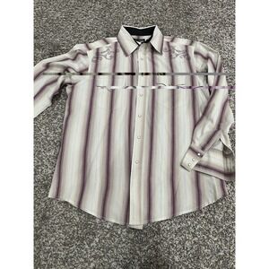 Men's Vintage Wrangler Pearl Snap  Embroidered Button‎ Up Sz L(1809)